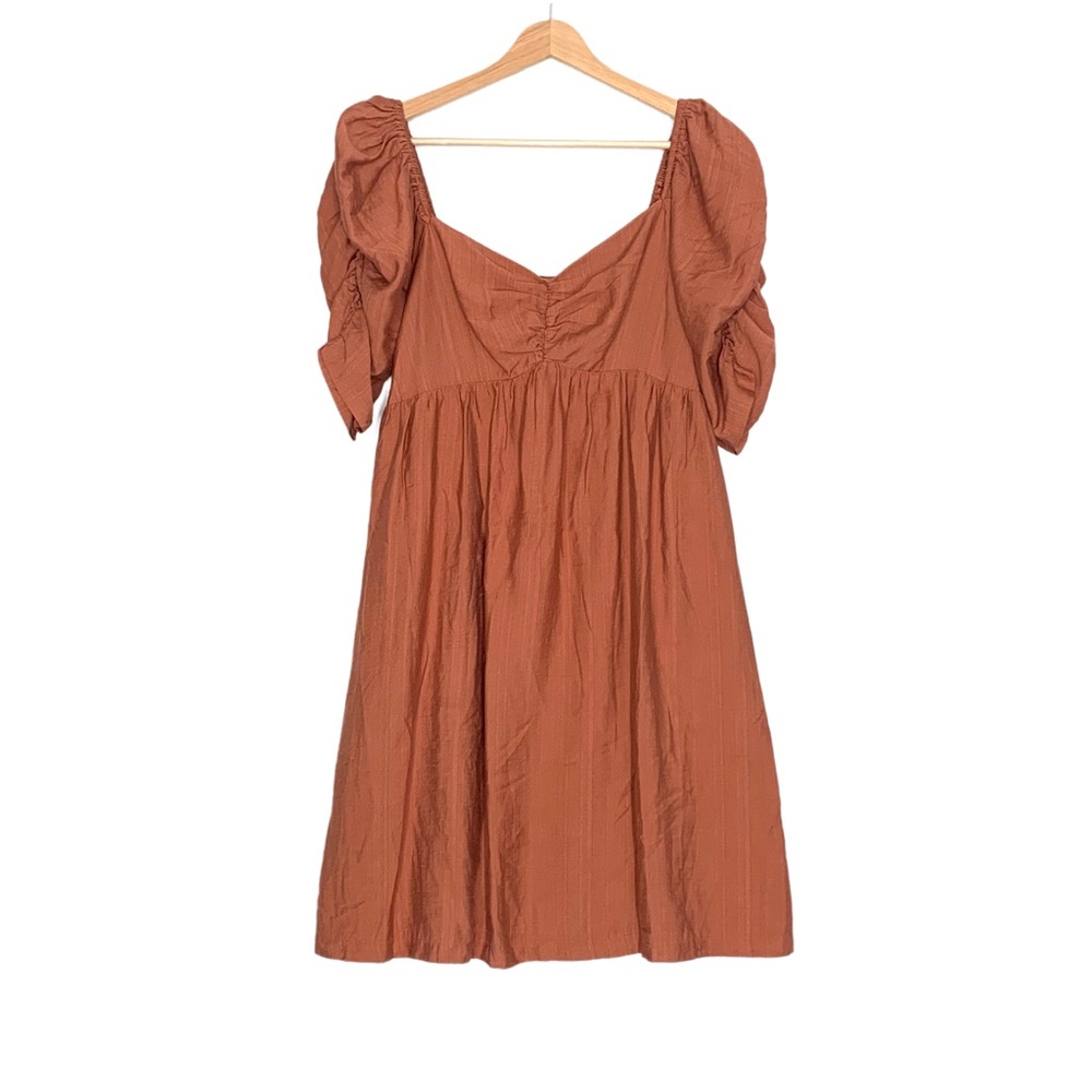Altar'd State Amber Co-Linen Front Twist Dress Burnt Orange Rust XL Babydoll